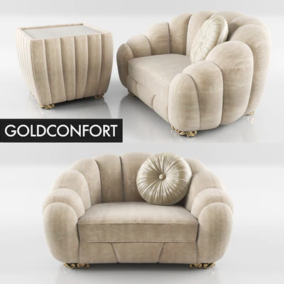GOLDCONFORT Pearl armchair and coffee table — Descargar