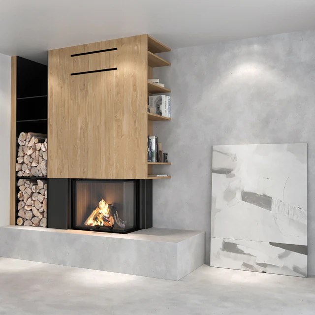 Decorative wall with fireplace set 02 — Descargar