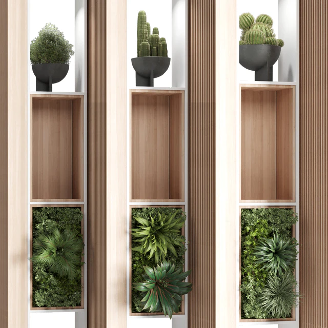 Wooden Partition With Plant 01 — Descargar