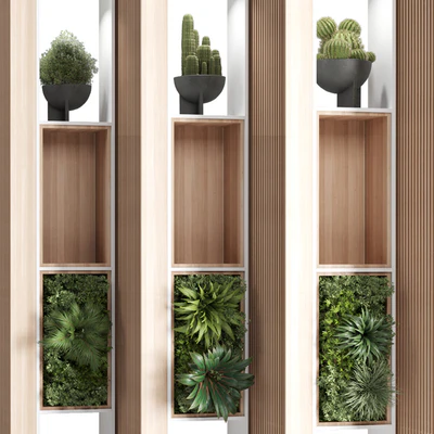 Wooden Partition With Plant 01 — Ver 5