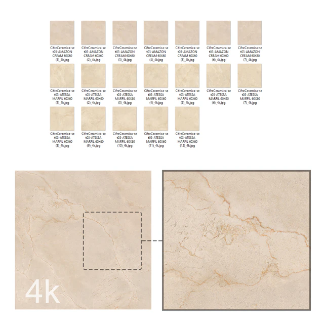 Cifre Ceramica Set 03 - Bundle - 2 types: Beige and Cream marble / 4k — Скачать