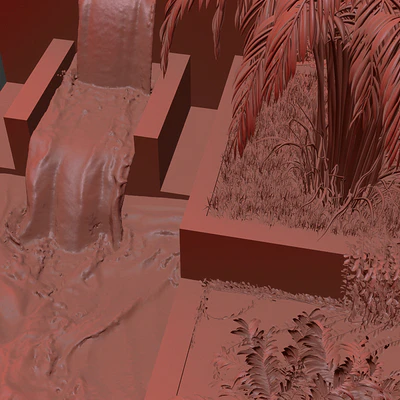 Garden Set with water fountain — Ver 5