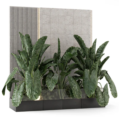 Indoor Wall  Big Green Leaf Garden in Concrete Base - Set 1770 — Вид 7