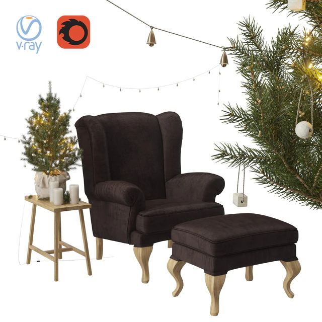 Christmas set spruce with chair and ottoman Hoffner — Descargar