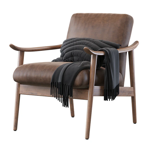 Mid-Century Vegan Leather Show Wood Chair — Descargar