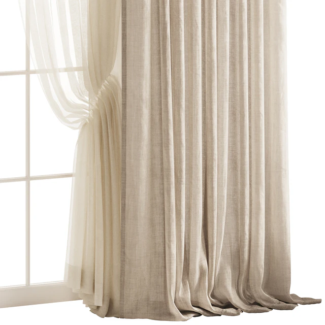 Draped Linen Curtains with Gathered Tulle and Roman Shade — Скачать
