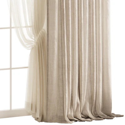 Draped Linen Curtains with Gathered Tulle and Roman Shade — Вид 2