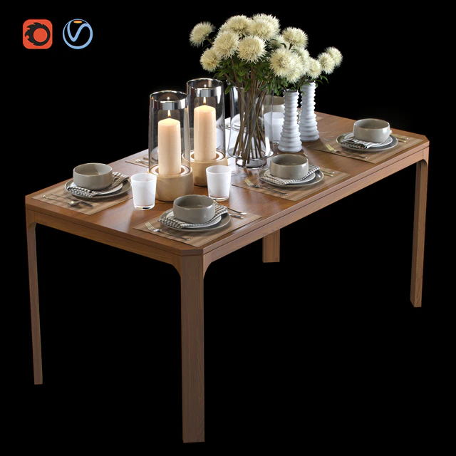 Dining table with filling and bouquet — Descargar