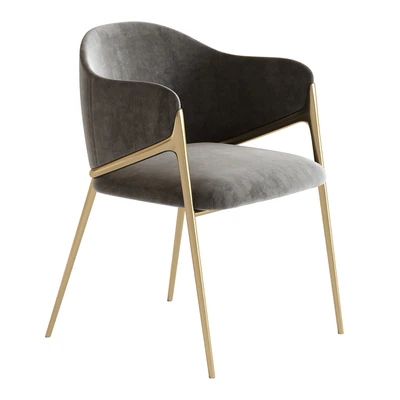 Metal Solid Back Arm Dining Chair Glam Chair for Dining Room — Ver 4