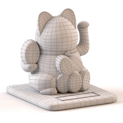 Maneki Neko Cat White and Gold — Вид 3