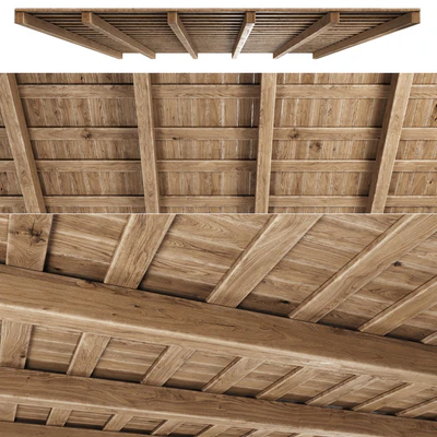 Wooden Ceiling V5 / Прямой деревянный потолок — Вид 2