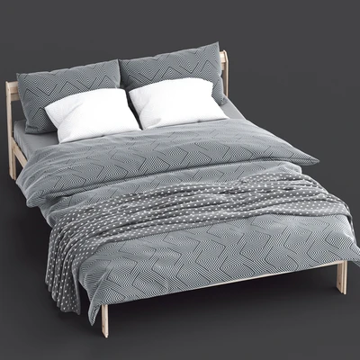 Ikea NEIDEN Bed frame, pine birch, Luröy — Ver 2