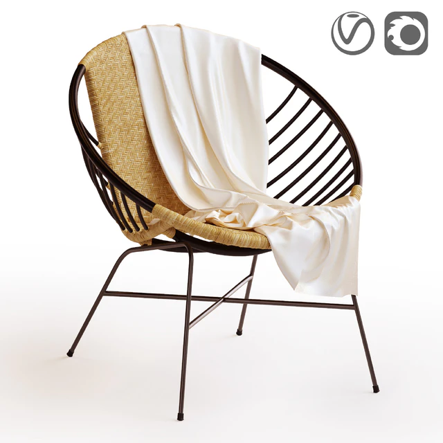 Rattan and metal ball chair, NIHOVE — Descargar