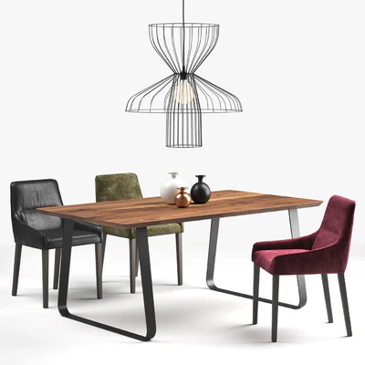 Ligne Roset: long island chair, vilna table, parachute lamp — Ver 1