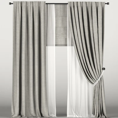 Brown curtains in the background with tulle and a Roman curtain. — Ver 1
