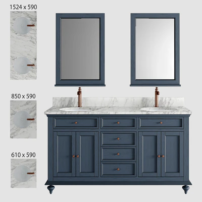 Keller Double Vanity for Undermount Sinks - Vintage Navy Blue — Ver 1