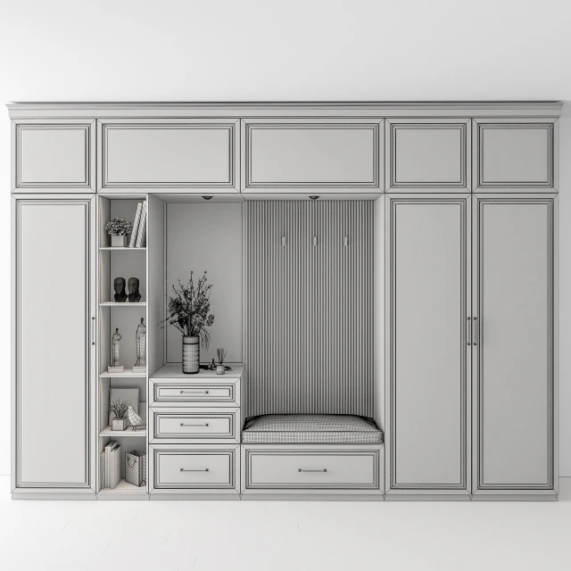 Hallway 19 - White and Wood Set — Descargar