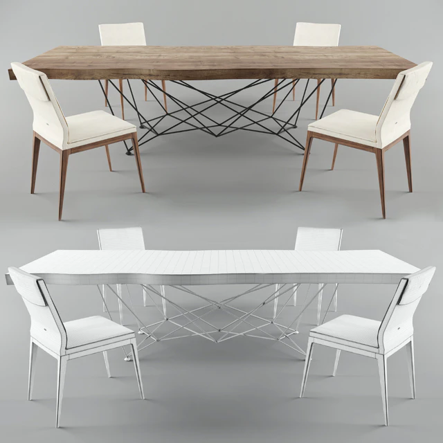 Стол Gordon Deep Wood, стул Cattelan Italia Sofia Chair — Скачать