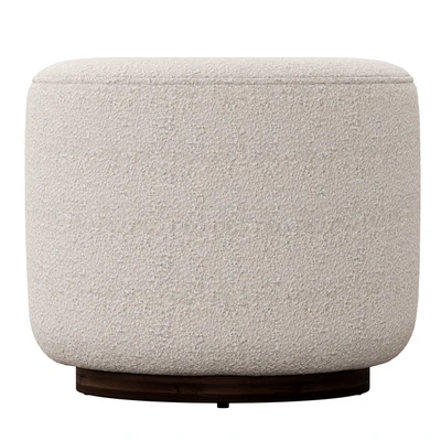 Sinclair Round Boucle Ottoman Whistler Oyster Suede by Four Hands — Ver 3