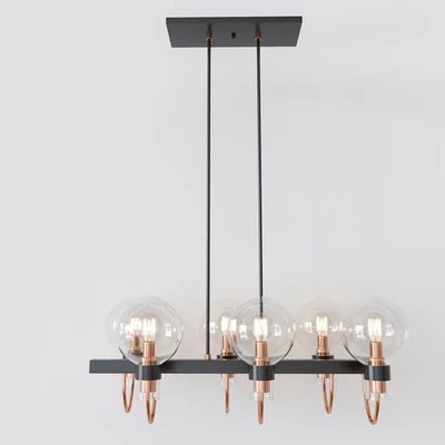 Bauhaus Chandelier with Lights Bronze Satin Brass — Ver 4