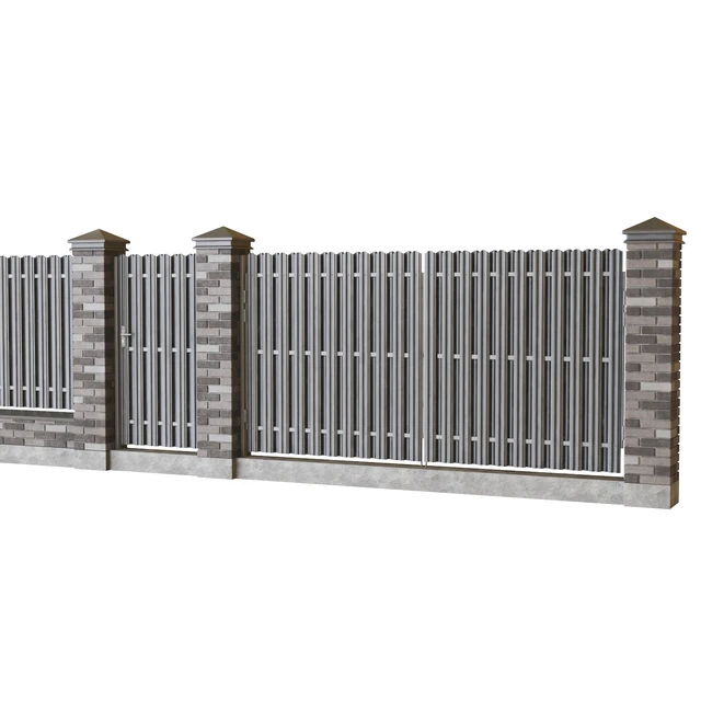 Brick fence with euro picket fence — Descargar