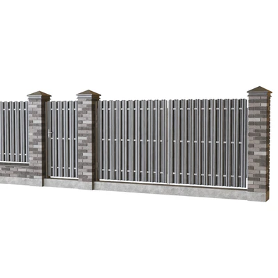 Brick fence with euro picket fence — Ver 2