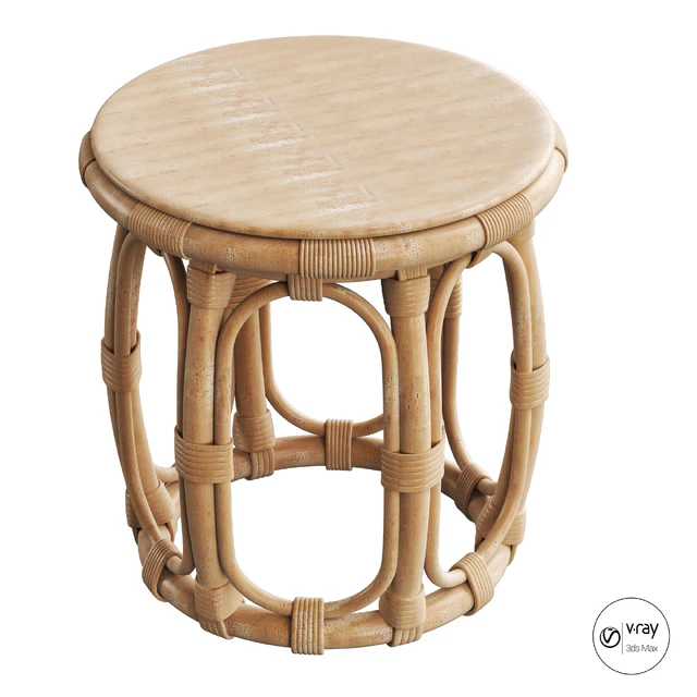 Round Natural Rattan Accent Table — Descargar