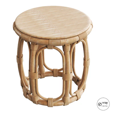 Round Natural Rattan Accent Table — Ver 4