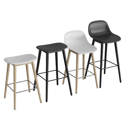 Fiber Bar Stool Wood Base — Ver 1
