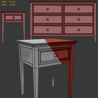 Chest of drawers and bedside tables RFS Brooklyn. Bedside table, dresser by MebelMoscow — Ver 3