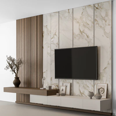 TV Wall Stone and Wood - Set 100 — Ver 1