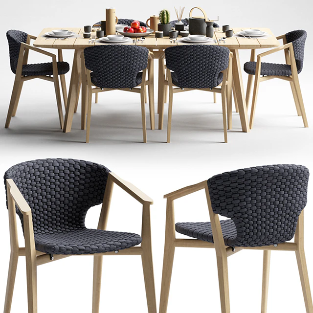 Ethimo Knit Dining Armchair and Dining Table — Скачать