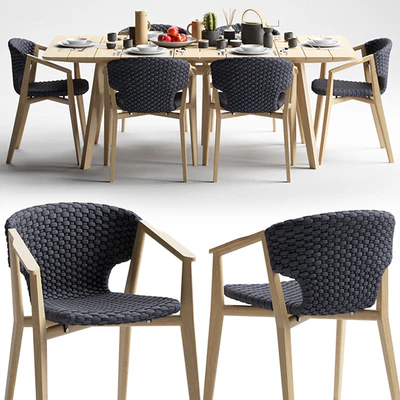 Ethimo Knit Dining Armchair and Dining Table — Вид 1