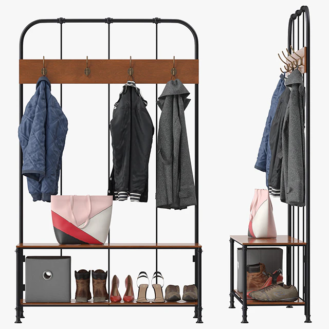 Wood Metal Hall Tree — Скачать