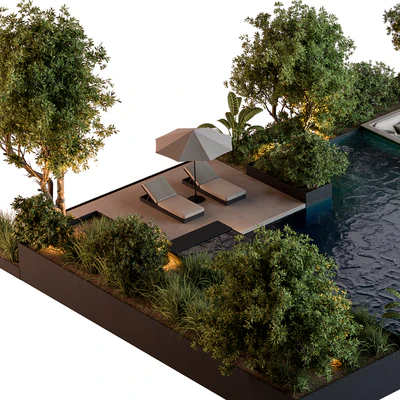 Landscape Furniture Backyard with Pool 96 — Ver 2