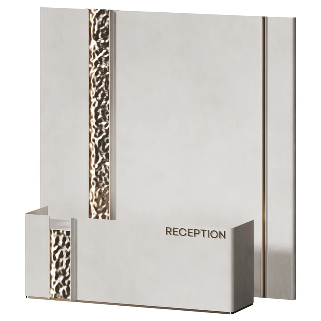 Reception desk with gold metal panels | AV 076 — Descargar
