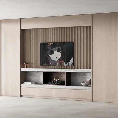 150 tv wall kit 02 modern japandi oak wood 02 — Вид 4