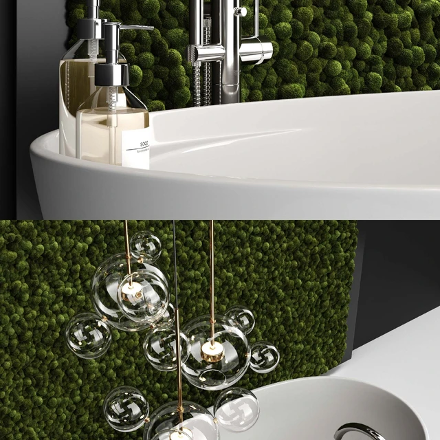 Bathroom set with moss — Descargar
