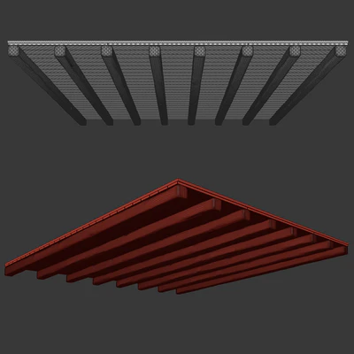 Wooden pitched ceiling  / Деревянный скатный потолок — Вид 4