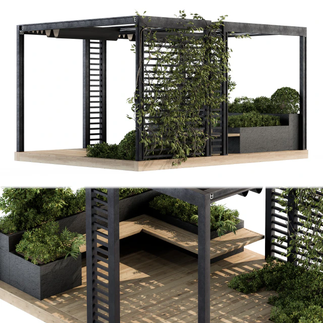 Roof Garden and Landscape Furniture with Pergola 05 — Скачать