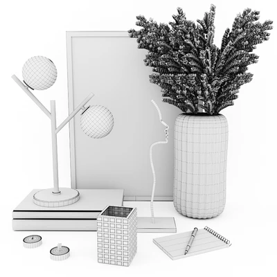 Decorative set with Ribbed Glass Vase — View 2