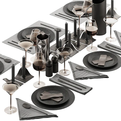 063 Tableware decor set 01 dark matte 00 — Вид 4