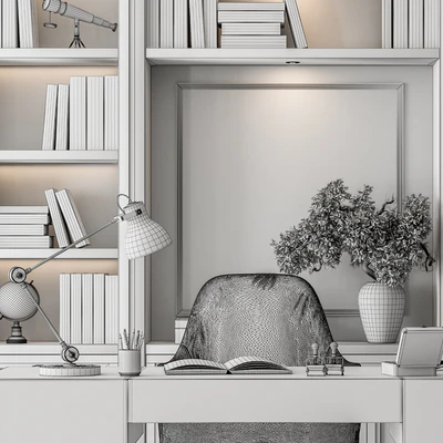 Classic Boss Desk and Library Wood Set - Office Furniture 278 — Вид 3