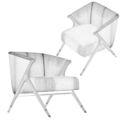 Lacquer Wooden and Velvet Lounge Armchair - 2 — Ver 4