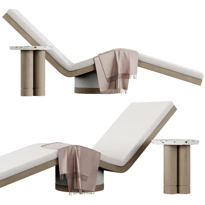 Wabi-ji-style recliner and side table — Ver 1