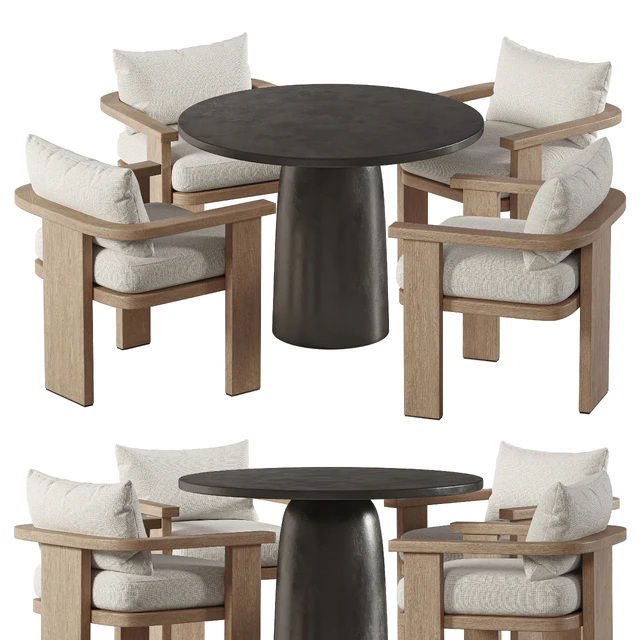 Tahana Outdoor Dining Armchair and Basil Table By Fourhands — Descargar