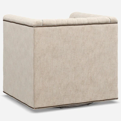 Thatcher Modern Classic Tufted Ivory Linen Swivel Armсhair — Вид 3