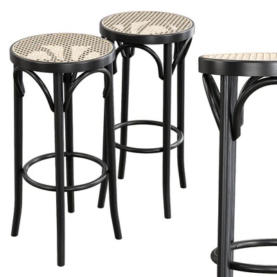 Pamono - Mid-Century Cane & Bentwood Stools by Michael Thonet — Вид 1