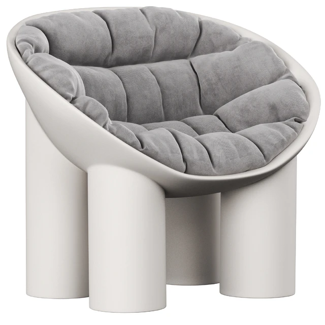 Roly Poly Polyethylene Armchair in Concrete with Cushions by Faye Toogood — Скачать