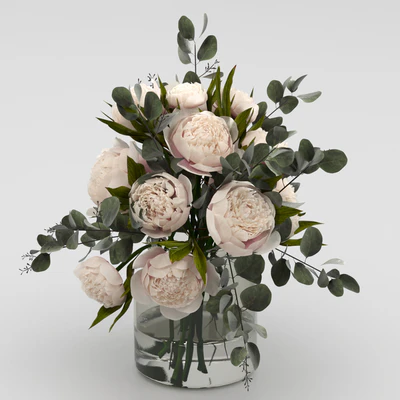 Bouquet of peonies with eucalyptus — Ver 3